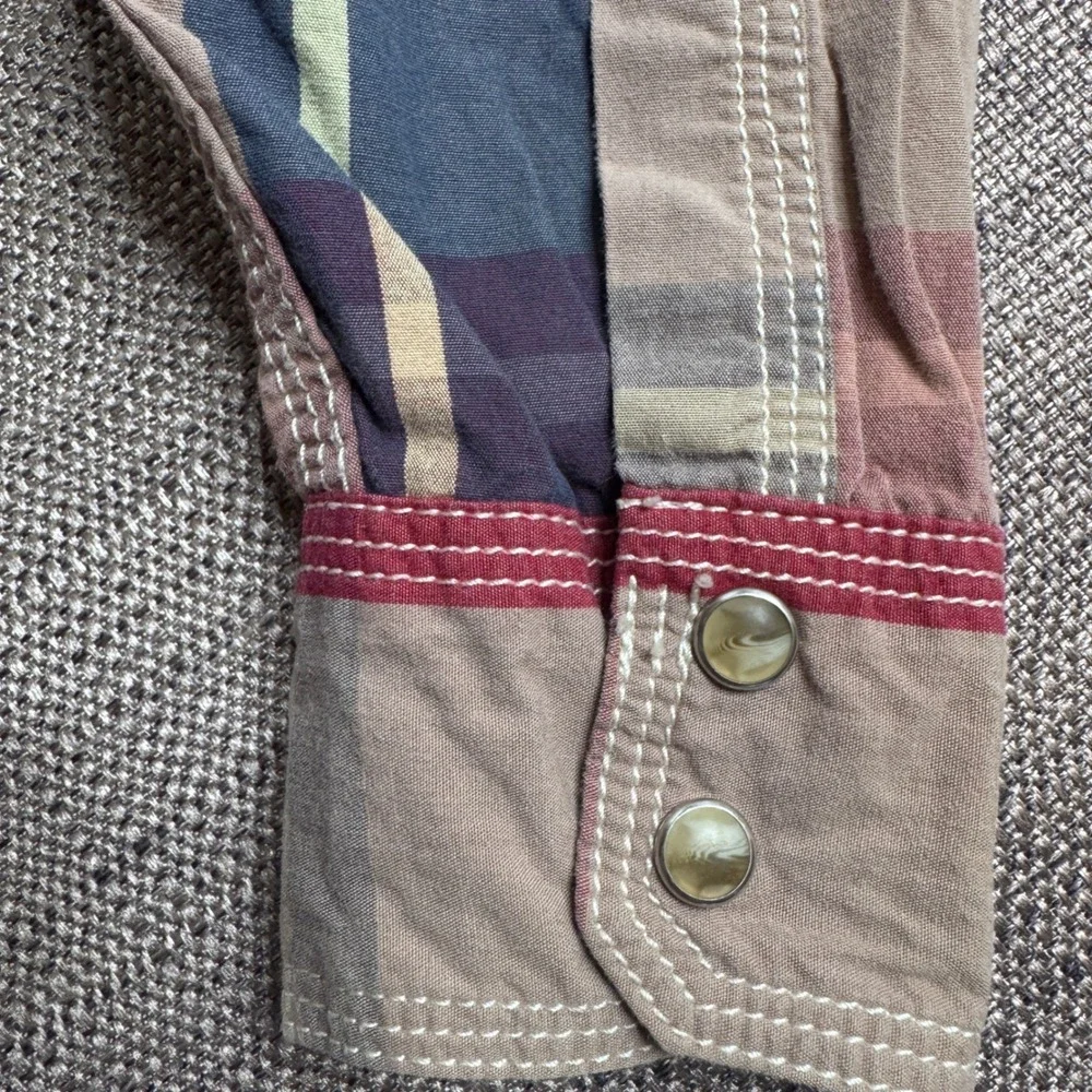 Wrangler 20X Kids Western Shirt Plaid Long Sleeve Pearl Snap Burgundy BJ1171A XS